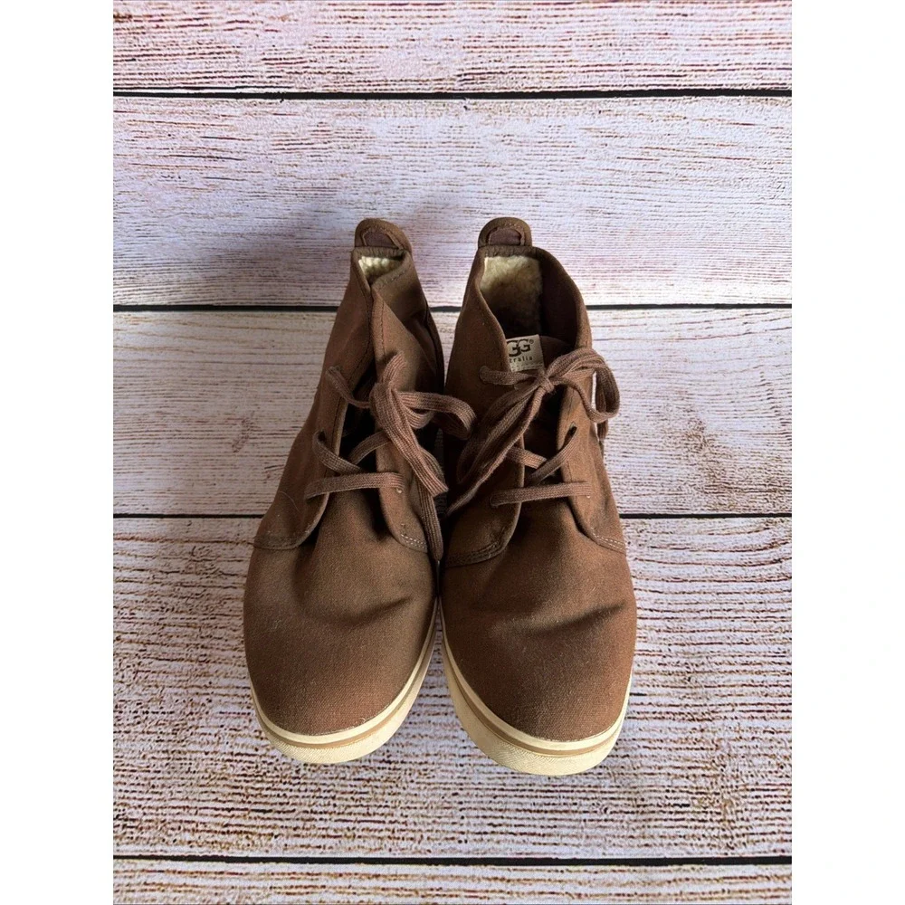 Ugg Australia Mens Brown Canvas Ankle Boots Size 11 Used Chukka Shoes